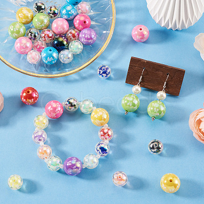 28Pcs 2 Colors UV Plating Acrylic Printed Beads FIND-TA0010-64-1