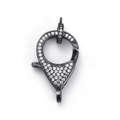 Brass Micro Pave Cubic Zirconia Lobster Claw Clasps ZIRC-F110-01B-B-1