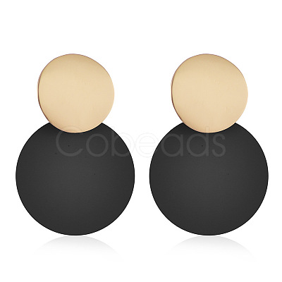 Flat Round Alloy Dangle Stud Earrings FS-WGDFF34-03-1