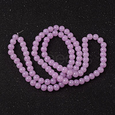 Violet Color Spray Painted Round Imitation Jade Glass Beads Strands X-DGLA-S076-8mm-22-1