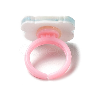 Cartoon Animal Resin Open Cuff Ring for Kids RJEW-K239-18-1