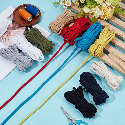 50M 10 Colors Round Braided Cotton Cords OCOR-BC0009-29-1