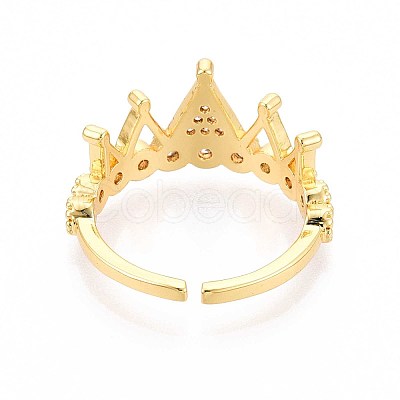 Brass Micro Pave Cubic Zirconia Cuff Rings for Women KK-T071-70G-1