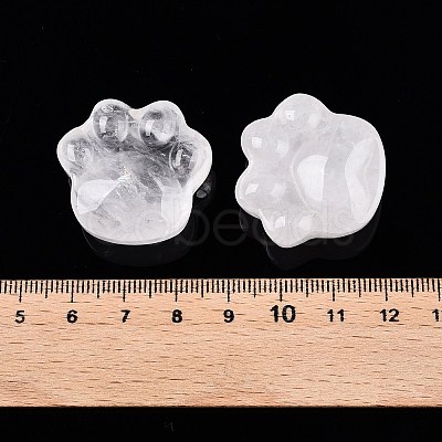 Natural Quartz Crystal Cat Paw Print Figurines DJEW-N003-03J-1