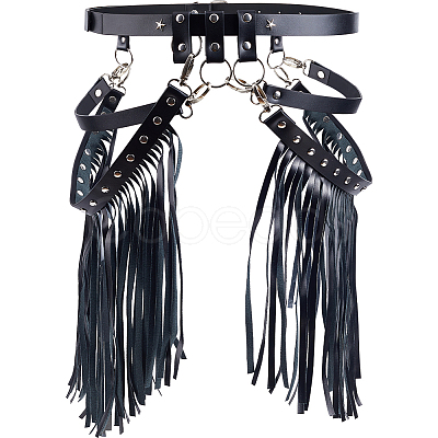 Imitation Leather Tassel Chain Belt AJEW-WH20006-20-1