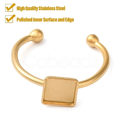 Ion Plating(IP) 304 Stainless Steel Open Cuff Ring Components STAS-I306-03G-1