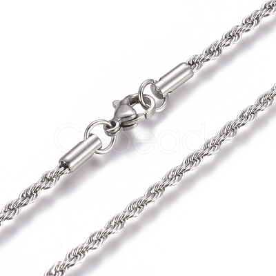 Non-Tarnish Unisex 304 Stainless Steel Rope Chain Necklaces STAS-D0002-33P-1