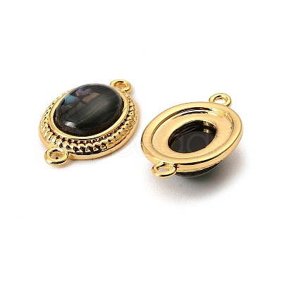 Natural Paua Shell Oval Connector Charms KK-G538-47G-1