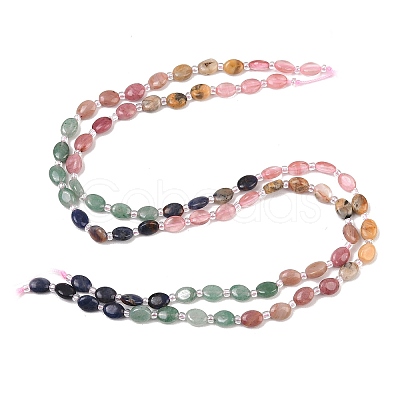 Cherry Quartz Glass & Natural Rhodonite & Sodalite & Green Aventurin & Crazy Agate Beads Strands G-Z135-A12-1