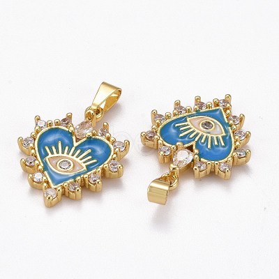 Brass Clear Cubic Zirconia Pendants ZIRC-J025-67G-1