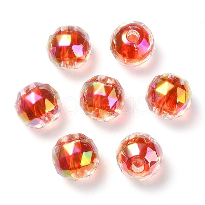 Two Tone UV Plating Rainbow Iridescent Acrylic Beads TACR-D010-06D-1