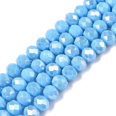 Electroplate Glass Beads Strands EGLA-A044-P8mm-B08-1