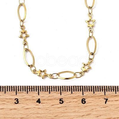 304 Stainless Steel Star Link Chain Necklaces for Women NJEW-A046-02A-G-1