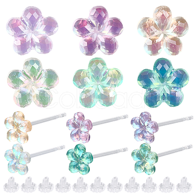 12 Pairs 6 Colors Resin Stud Earrings EJEW-SP0001-13-1