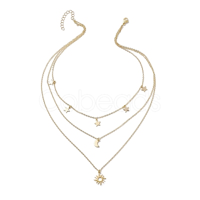 Brass 3 Layer Necklaces for Women NJEW-JN04734-02-1