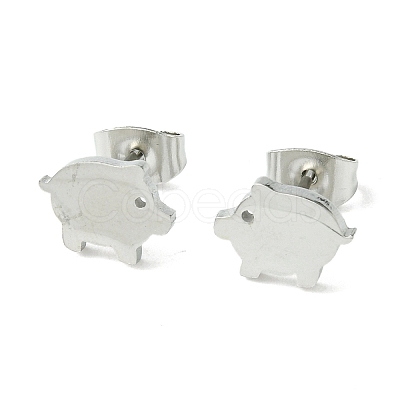 Non-Tarnish Cute Little Animal Theme 304 Stainless Steel Stud Earrings EJEW-B041-02B-P-1