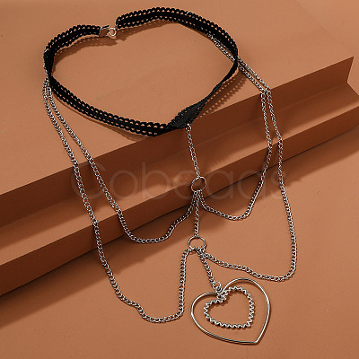 Alloy Sexy Hollow Elastic Multilayer Heart Chain FS-WGB5E69-01-1