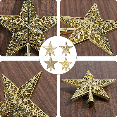 4Pcs 4 Styles Star Plastic Christmas Tree Topper Ornaments AJEW-CN0002-76-1