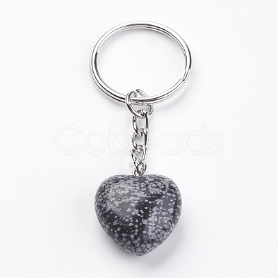 Natural Snowflake Obsidian Keychain KEYC-F019-02A-1