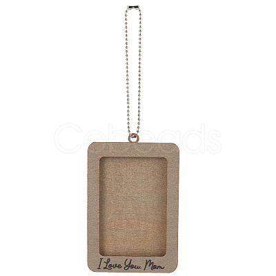 Rectangle with Word I Love You Mom Wood Hanging Photo Frame HJEW-SP0001-19B-1
