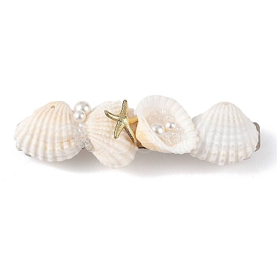 Natural Shell & Shell Pearl Hair Barrettes PHAR-TA000011-1