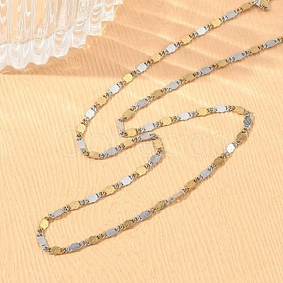 Two Tone 2MM 304 Stainless Steel Oval Link Chain Necklaces NJEW-D328-02GP-1