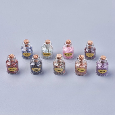Bottles of Natural Gemstone Chip Beads G-S049-2-B-1
