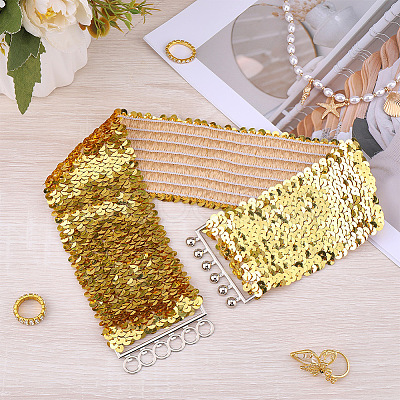 Sparkle Sequins Wide Elastic Dress Belts AJEW-WH20128-026P-04-1