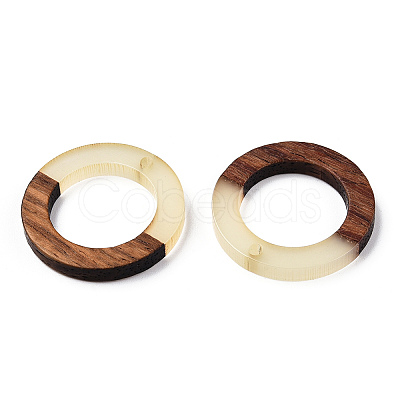 Walnut Wood & Luminous Glow in the Dark Resin Pendants RESI-N039-78-1