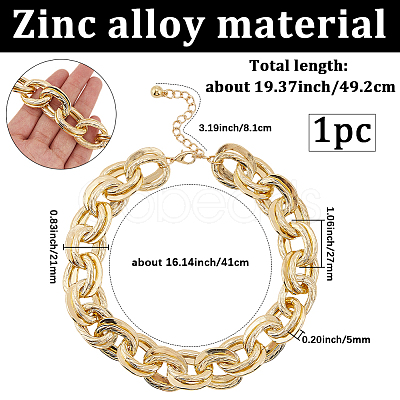 1Pc Zinc Alloy Twisted Double Ring Cable Chain Necklaces for Women NJEW-SP0001-12KCG-1