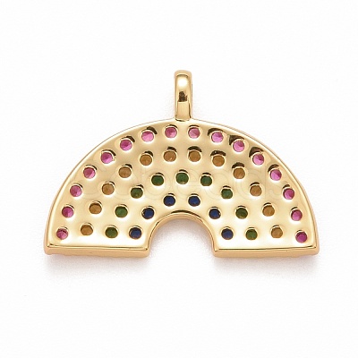 Rack Plating Brass Micro Pave Colorful Cubic Zirconia Pendants KK-M229-20G-1