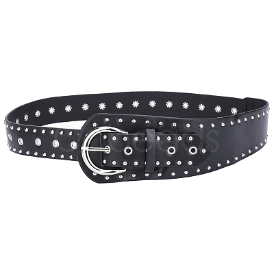 Imitation Leather with Alloy Rivets Chain Belts AJEW-WH20006-449A-1