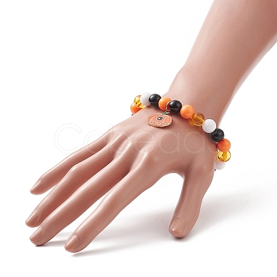 Acrylic Round Beaded Stretch Bracelet BJEW-JB09921-1