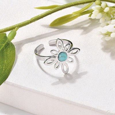 Synthetic Turquoise Finger Rings RJEW-I110-02P-02-1
