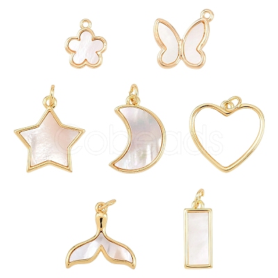 2Pcs Natural Shell Heart Pendants KK-YW0003-73-1