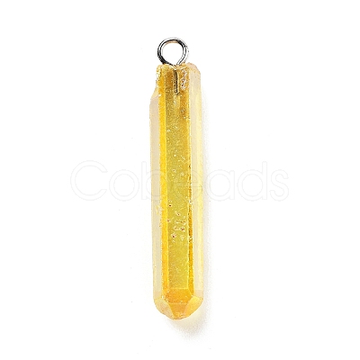 Electroplated Natural Quartz Pendants G-P315-B01-09P-1