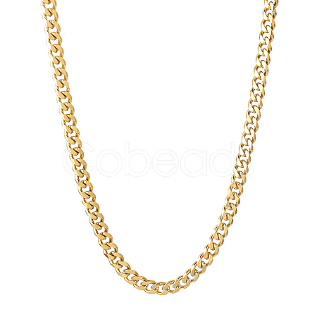 PVD Vacuum Plating 201 Stainless Steel Curb Chain Necklaces NJEW-Q336-11B-G-1