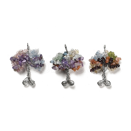 Natural Mixed Gemstone Chip Big Pendants G-F763-06P-1