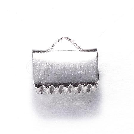 Tarnish Resistant 304 Stainless Steel Ribbon Crimp Ends STAS-P090-04-1