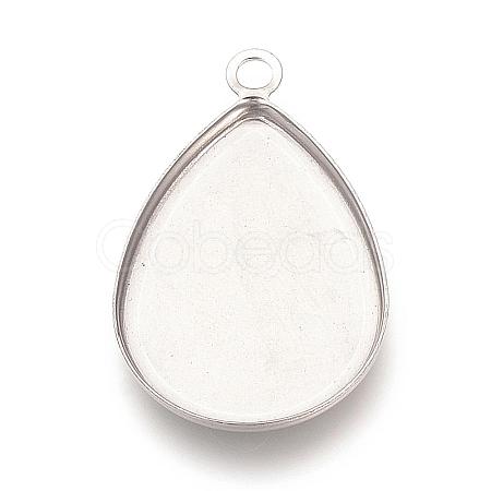Tarnish Resistant 201 Stainless Steel Pendant Cabochon Settings STAS-S057-34-1