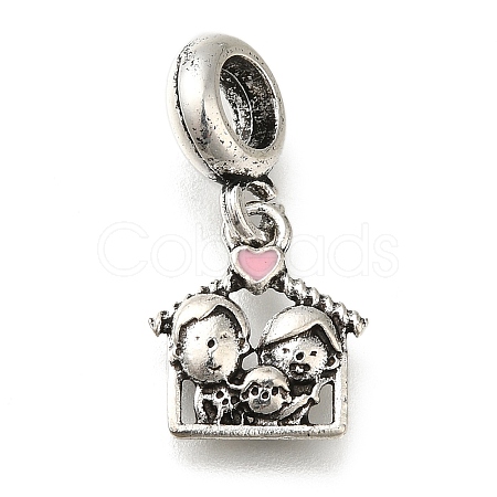 Rack Plating Alloy Pink Enamel European Dangle Charms PALLOY-A009-09AS-1