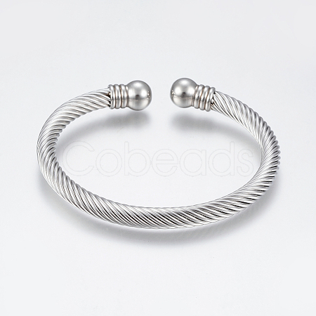 Tarnish Resistant 304 Stainless Steel Torque Bangles BJEW-G584-05B-1