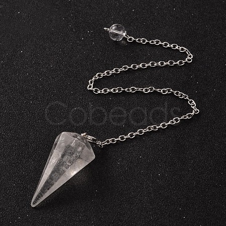 Platinum Tone Brass Crystal Cone Hexagonal Pointed Dowsing Pendulums X-MAK-M015-01I-1