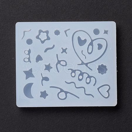 Line & Flat Round & Heart & Star & Flower & Moon Filling Silicone Molds DIY-M029-08-1