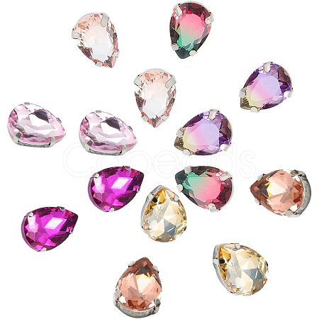 14Pcs 7 Colors Sew on Rhinestone PVC-CA0001-01-1