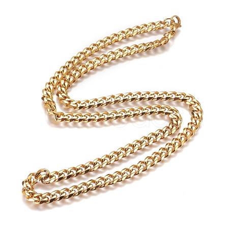 304 Stainless Steel Cuban Link Chain Necklaces NJEW-L159-02A-G-1