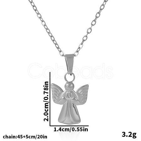 304 Stainless Steel Angel Pendant Necklaces for Women ZT5384-1-1