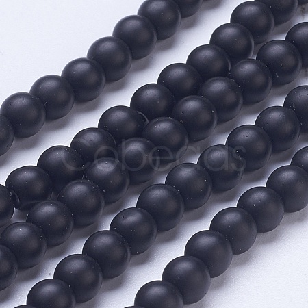 Frosted Glass Beads Strands G-D855-03-6mm-1