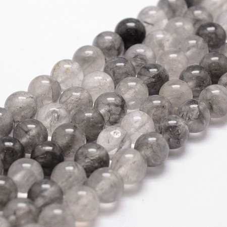 Natural Cloudy Quartz Beads Strands G-G735-37-8mm-1