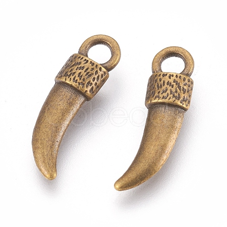 Tibetan Style Alloy Italian Horn Pendants EA13608Y-AB-1